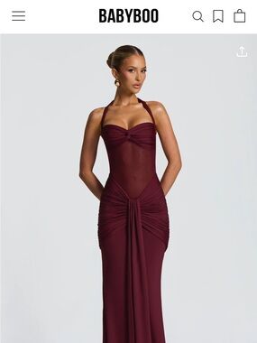 Baby Boo Fashion Elegant Burgundy Halter Evening Gown